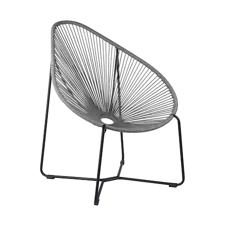 Armen Living Acapulco Indoor Outdoor Steel Papasan Lounge Chair with Gray Rope LCACSIGRY